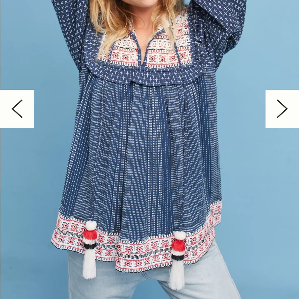 Anthropologie Hemant and Nandita Large Serafina Boho Peasant Top